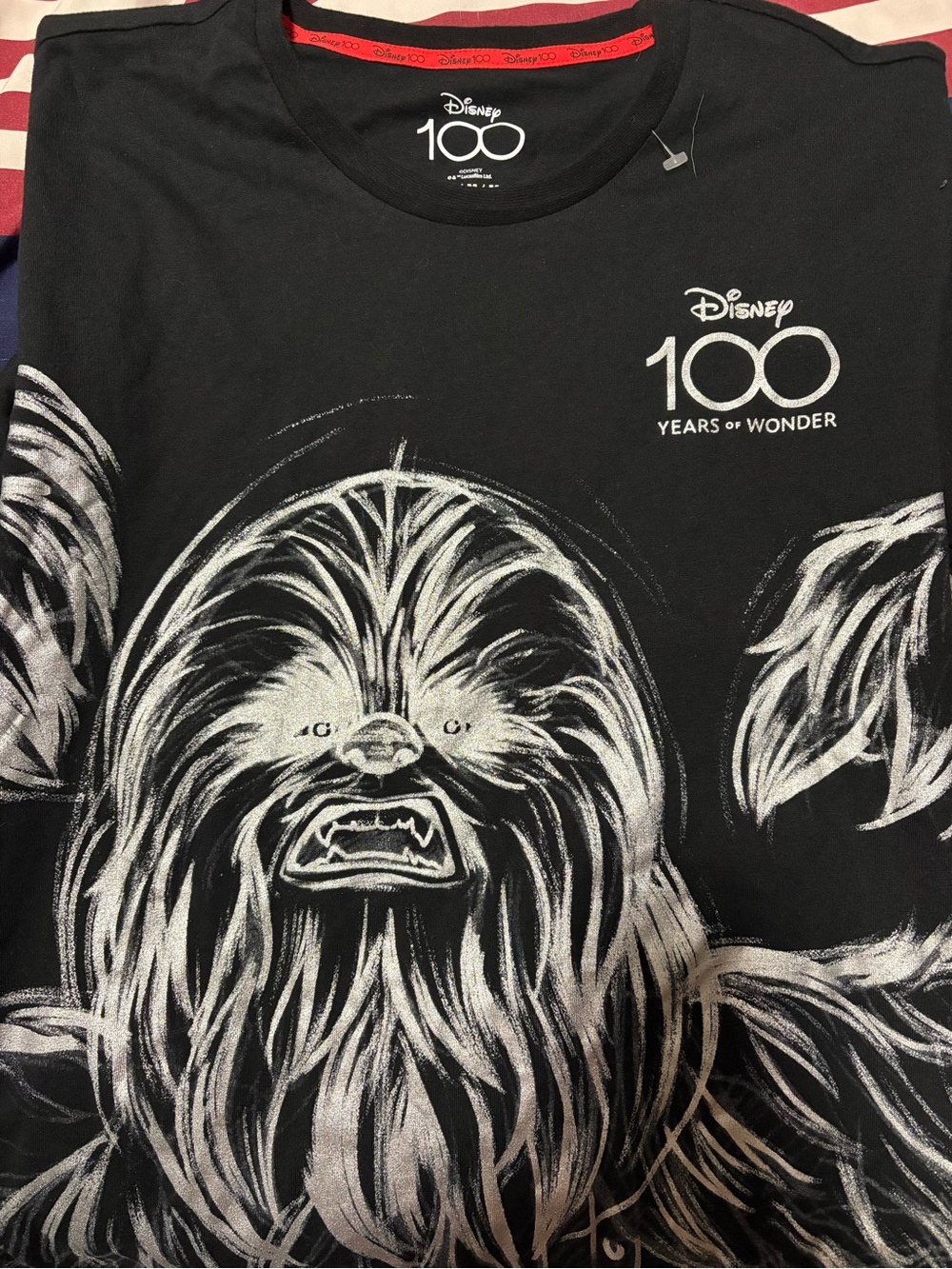 Disney Black Tee with Silver '100 Years of Wonder' Logo